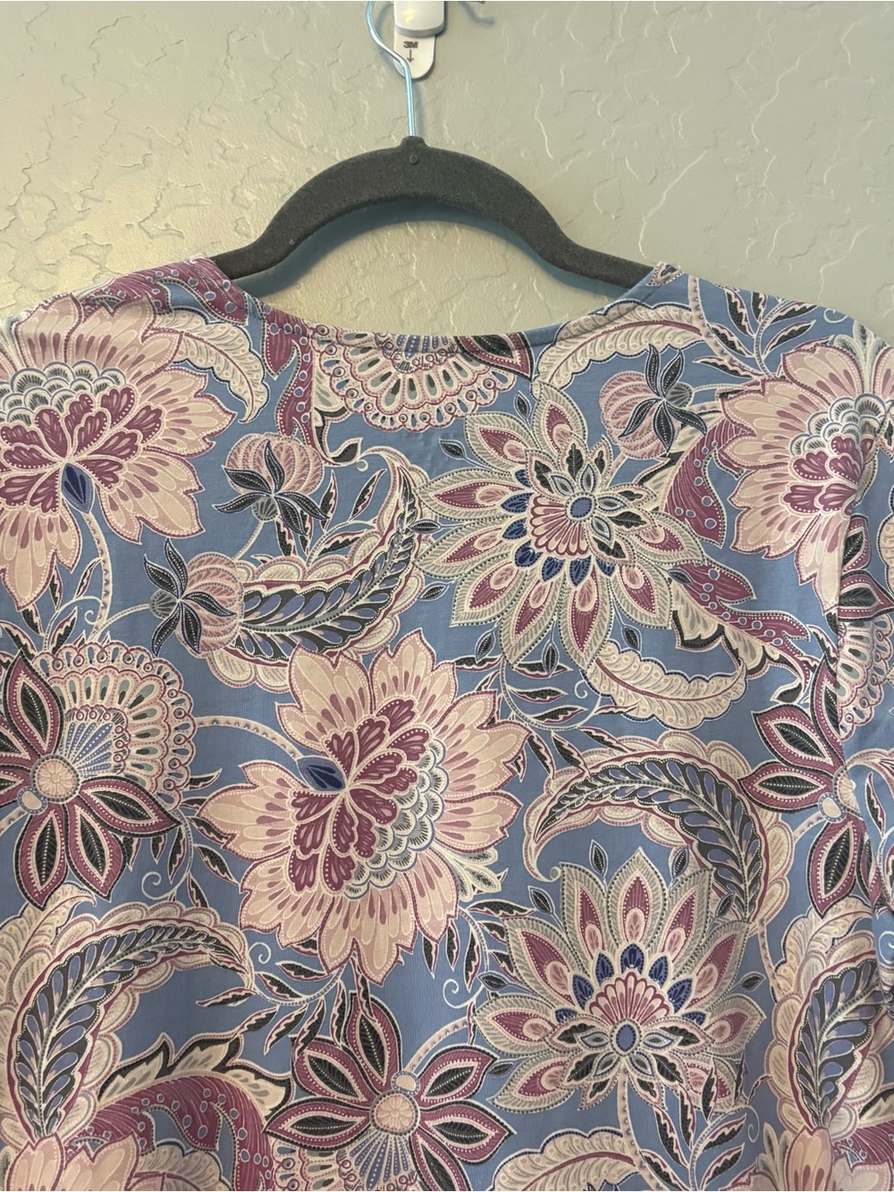 Pure jill long sleeve shirttail tee pima cotton blue pink paisley medium - Picture 15 of 16